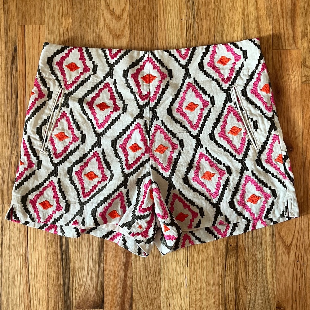 Ann Taylor Loft The Riviera Short size 12 embroidered linen